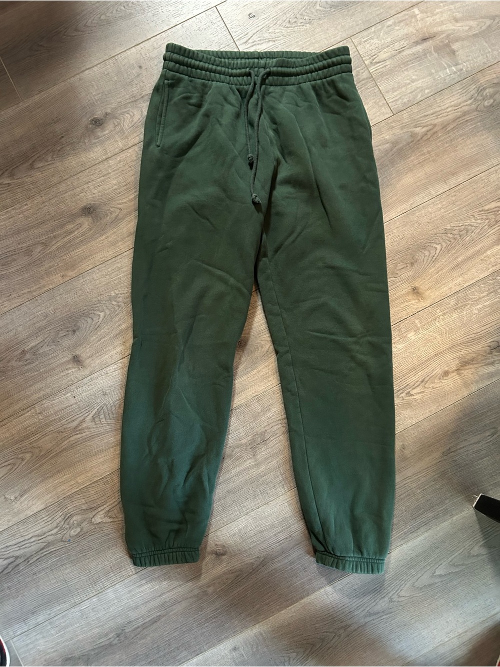 TNA CozyAF Fleece Green Drawstring Jogger Pants